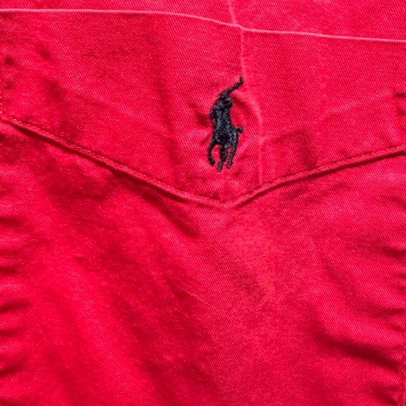 VTG Polo By Ralph Lauren Red Long Sleeve Button Up 100% Cotton (made In Canada) - Picture 5 of 7